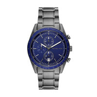 cadran gris fond bleu bracelet acier gris