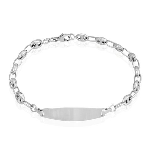 Bracelet Identité Evin Maille Grain De Cafe Or Blanc - Gourmettes Enfant | Marc Orian
