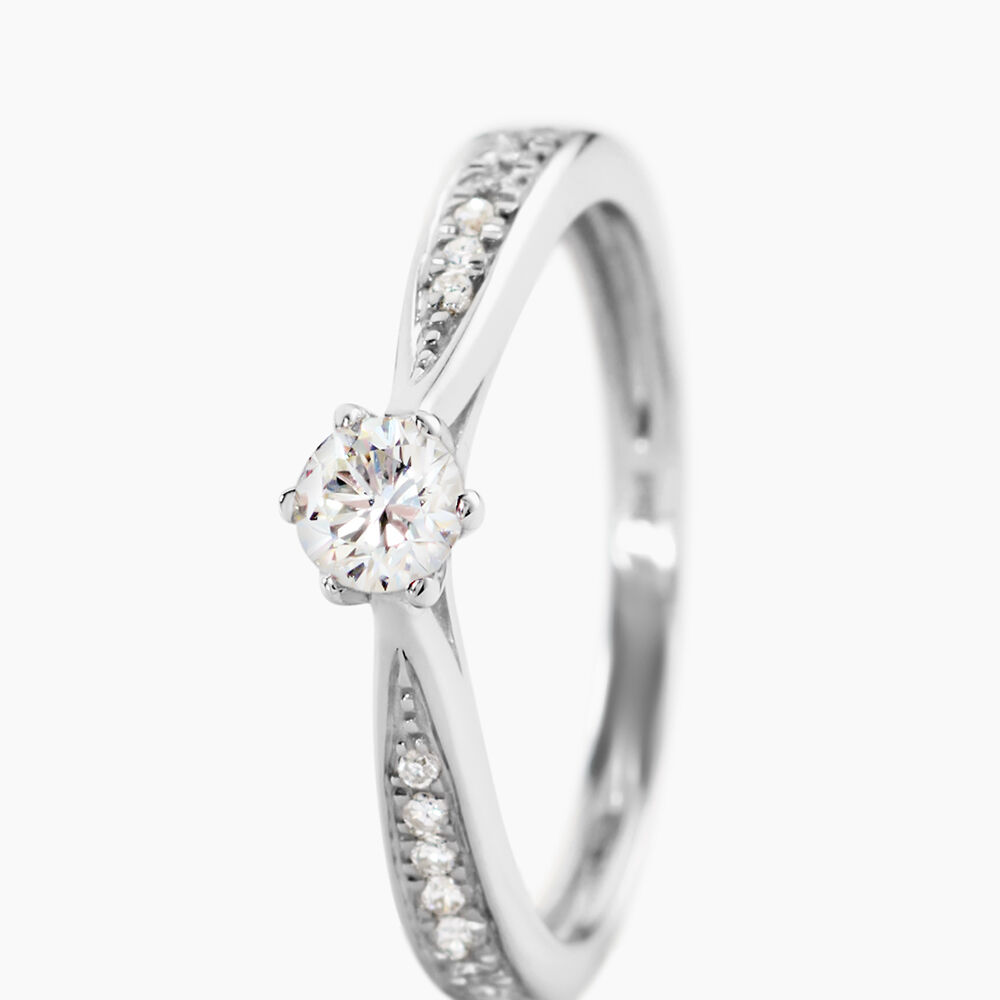 Bague Solitaire Symphonie Or Blanc Diamant - Parures de mariage Femme | Marc Orian