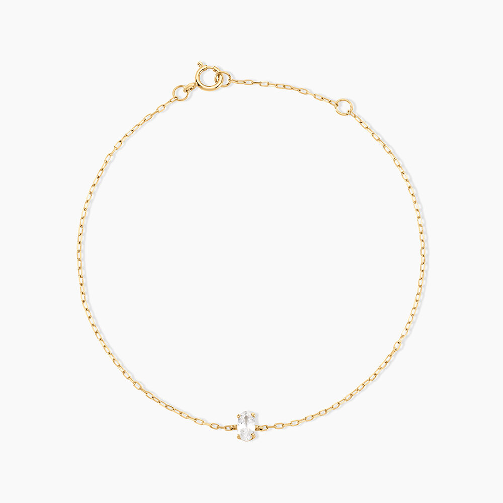 Bracelet Ovale Or Jaune Oxyde De Zirconium - Bracelets cha&icirc;nes Femme | Marc Orian