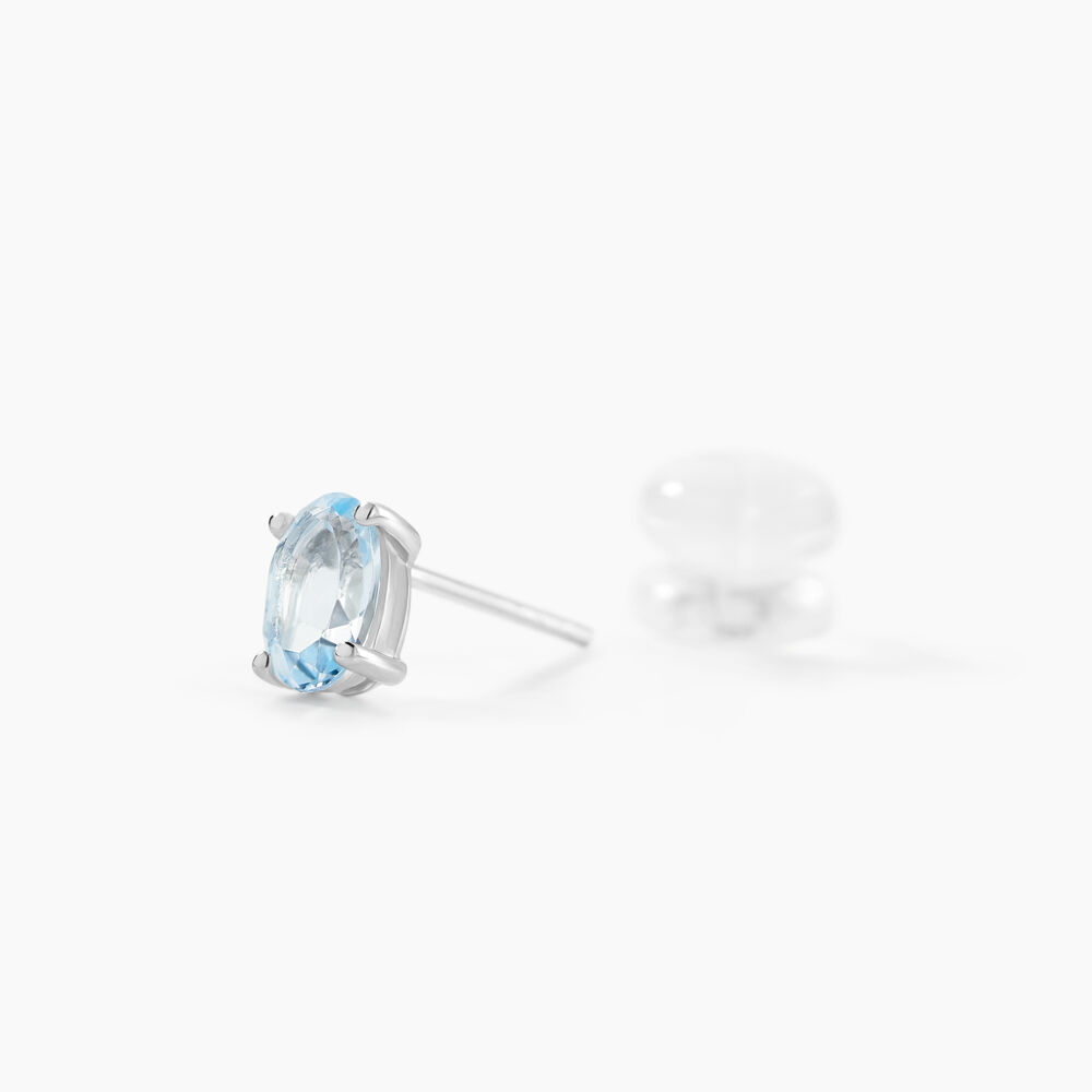 Boucles D'oreilles Puces Elea Serti Griffe Or Blanc Topaze - Puces Femme | Marc Orian