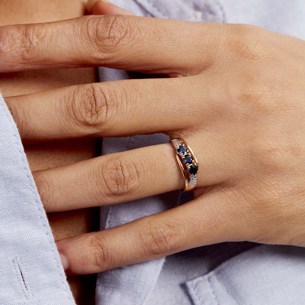 Bague Or Jaune Abelard Saphirs Diamants - Bagues fiançailles Femme | Marc Orian