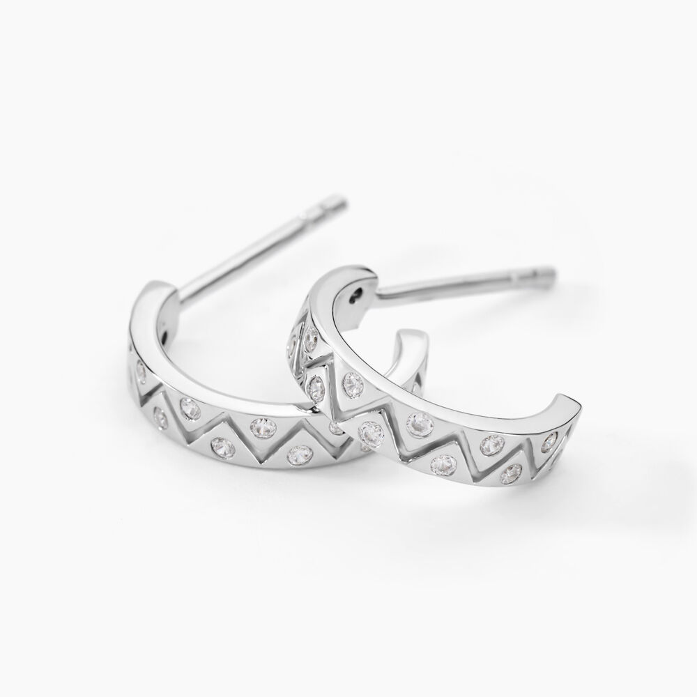 Créoles Emaline Argent Blanc Oxyde De Zirconium - Créoles Femme | Marc Orian