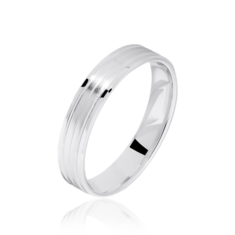 Alliance Basile Ruban Plat Or Blanc - Alliances duo Unisex | Marc Orian