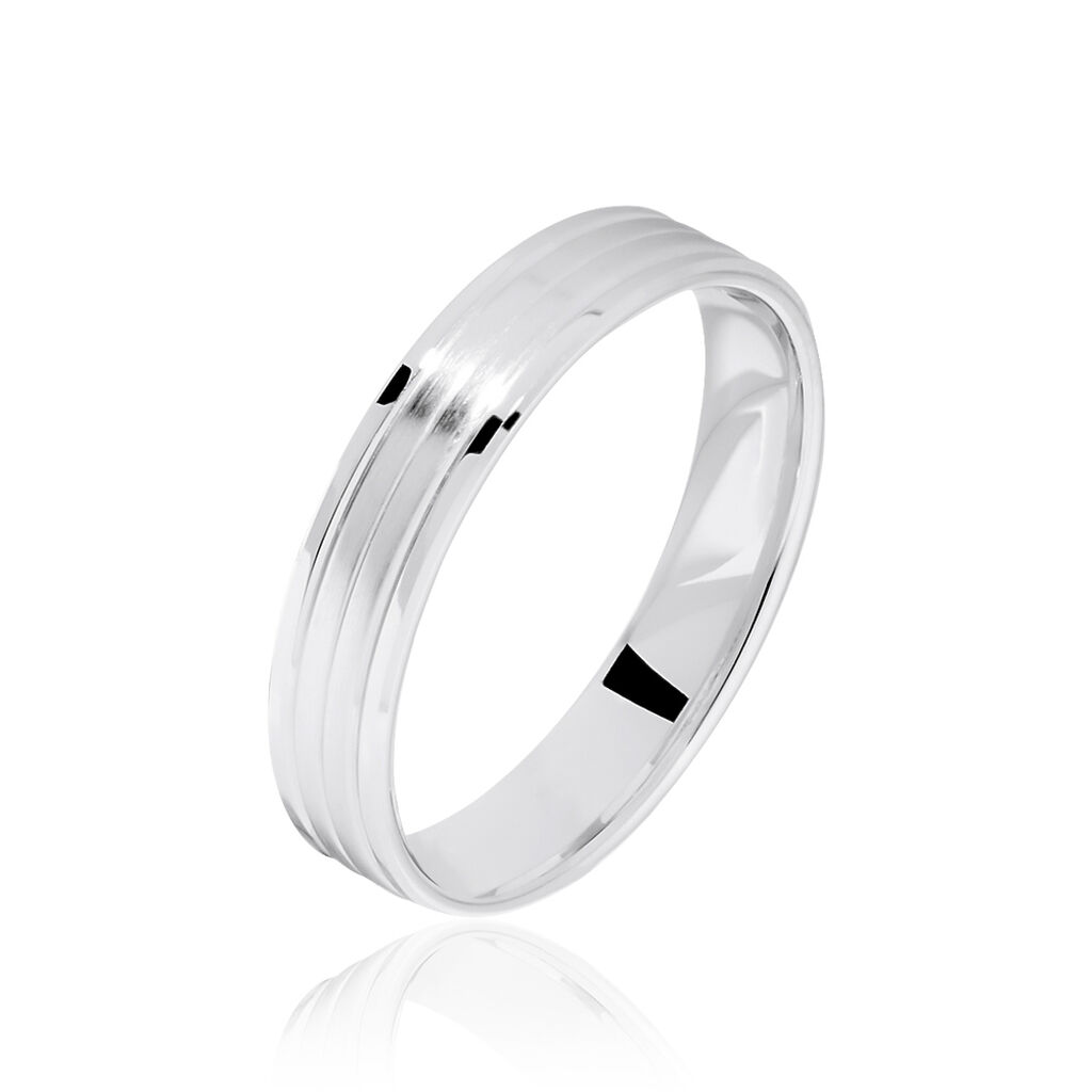 Alliance Basile Ruban Plat Or Blanc - Alliances duo Unisex | Marc Orian