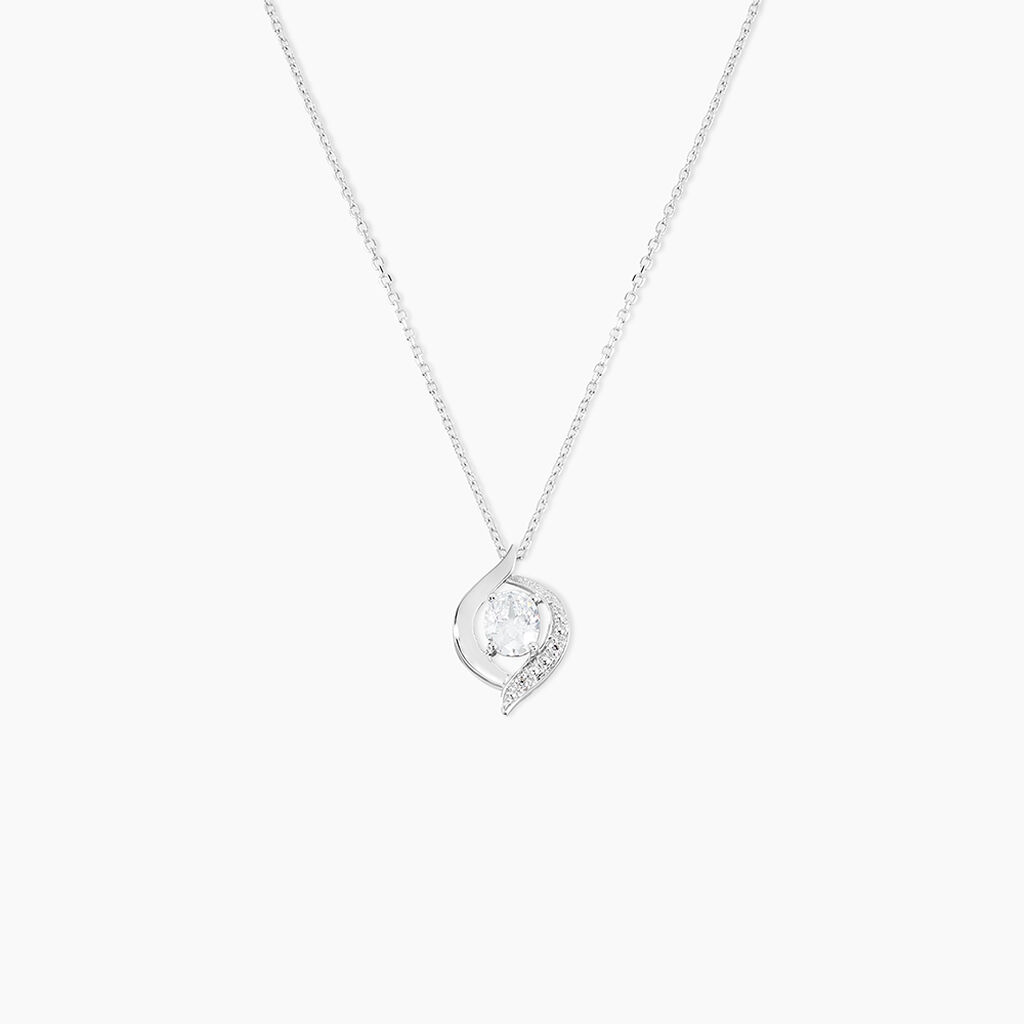 Collier Or Blanc Lydia Oxydes De Zirconium - Colliers avec pierres Femme | Marc Orian