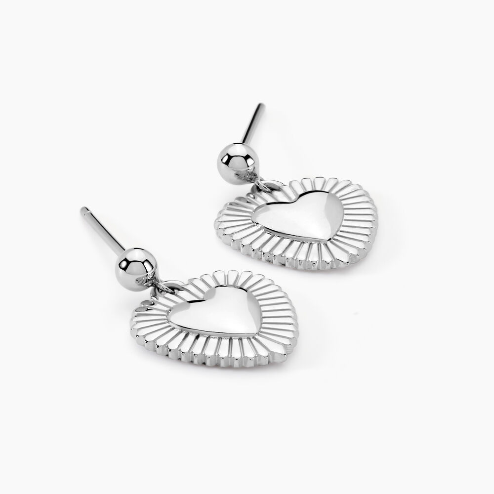 Boucles D'oreilles Pendantes C&oelig;ur Ardent Argent Blanc - Pendantes Femme | Marc Orian