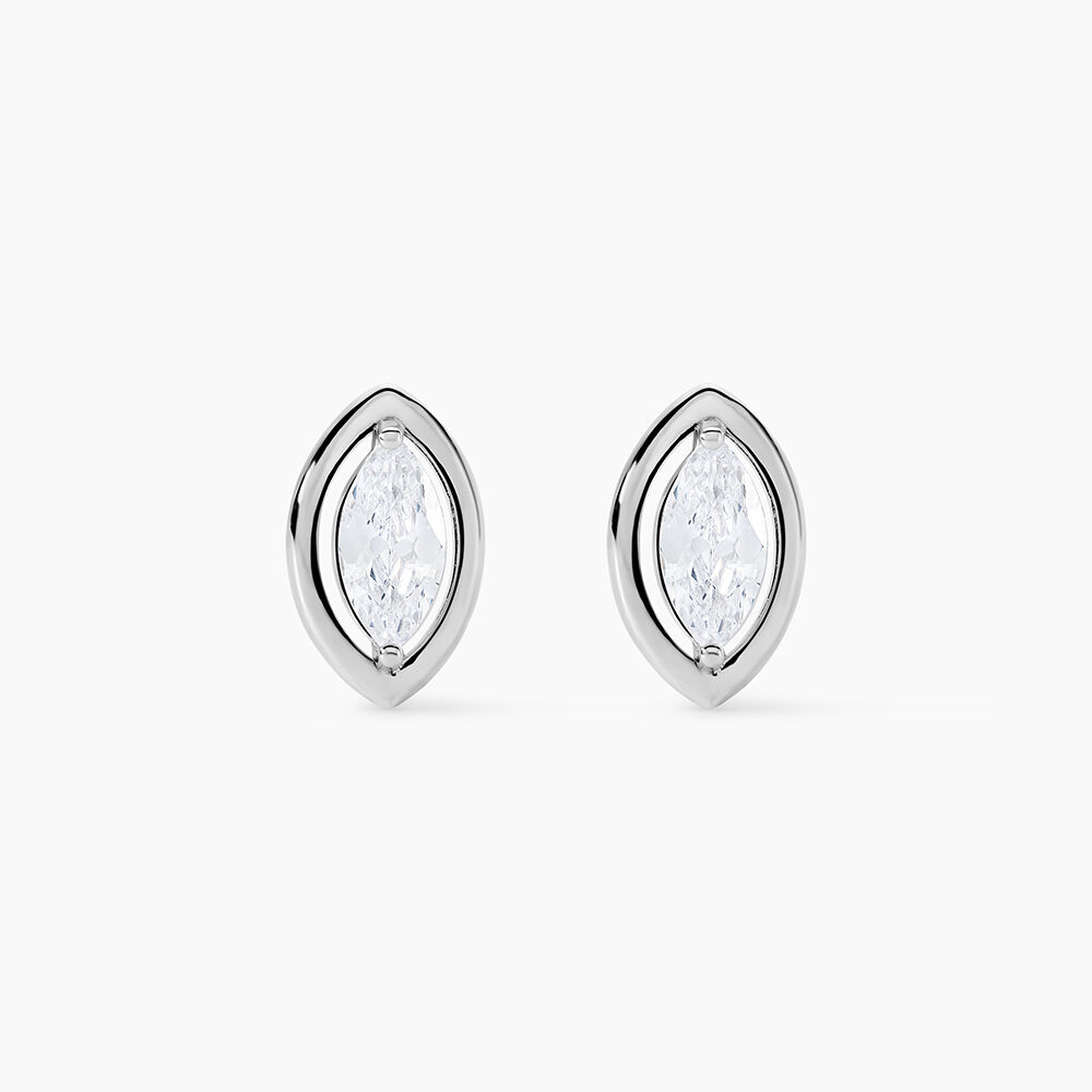 Boucles D'oreilles Puces Arone Argent Blanc Oxyde De Zirconium - Pendantes Femme | Marc Orian