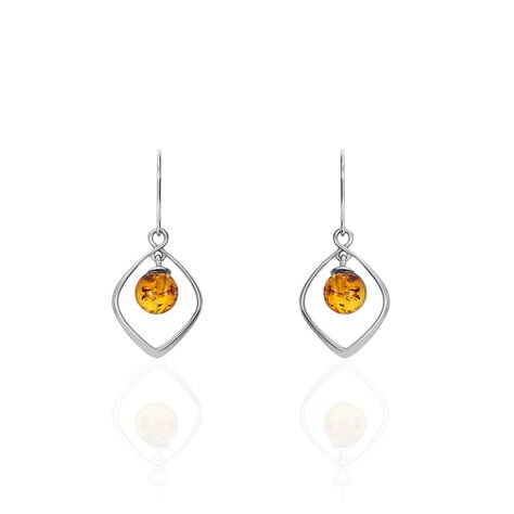 Boucles D'oreilles Pendantes Iva Argent Blanc Ambre - Pendantes Femme | Marc Orian