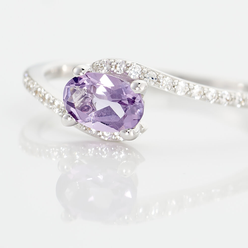 Bague Loriane Or Blanc Amethyste Et Oxyde De Zirconium - Bagues pierres fines Femme | Marc Orian