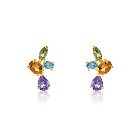 Boucles D'oreilles Puces Hortense Or Jaune Citrine Am&eacute;thyste Topaze - Puces Femme | Marc Orian