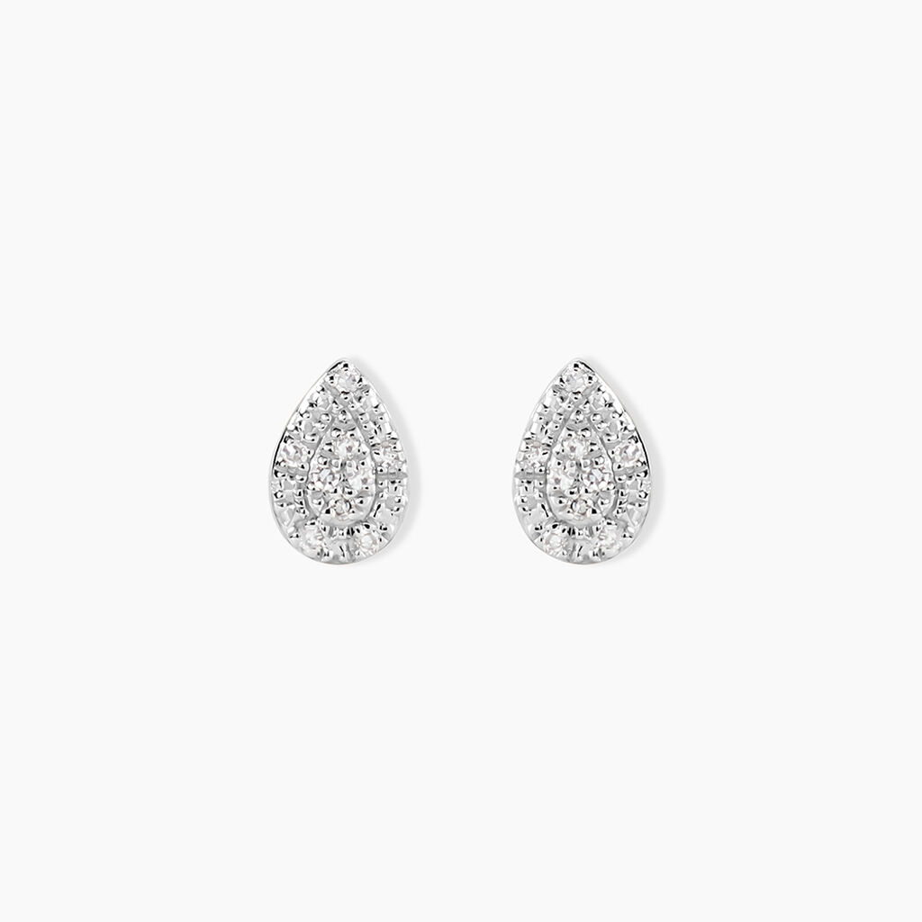 Boucles D'oreilles Puces Pear C Or Jaune Diamant - Puces Femme | Marc Orian