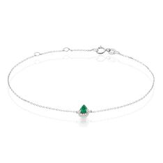 Bracelet Juliettina Or Blanc Emeraude Et Diamant - Bracelets chaînes Femme | Marc Orian