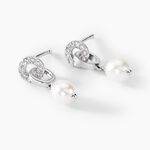 Boucles D'oreilles Pendantes Gaetane Argent Blanc Perle Oxyde - Pendantes Femme | Marc Orian