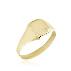 Chevalière Carree Or Jaune Oxyde De Zirconium - Chevalières Famille | Marc Orian