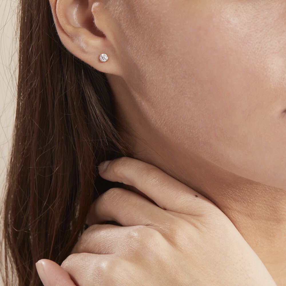 Boucles D'oreilles Puces Or Jaune Diamants Synthetique - Boucles d'oreilles mariage Femme | Marc Orian