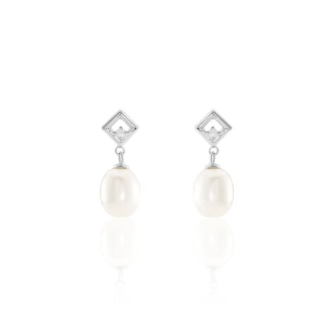 Boucles D'oreilles Pendantes Drusilla Argent  Perle De Culture Oxyde - Pendantes Femme | Marc Orian