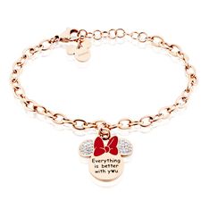 Bracelet Disney Acier Doré Rose Cristaux - Bracelets chaînes Femme | Marc Orian