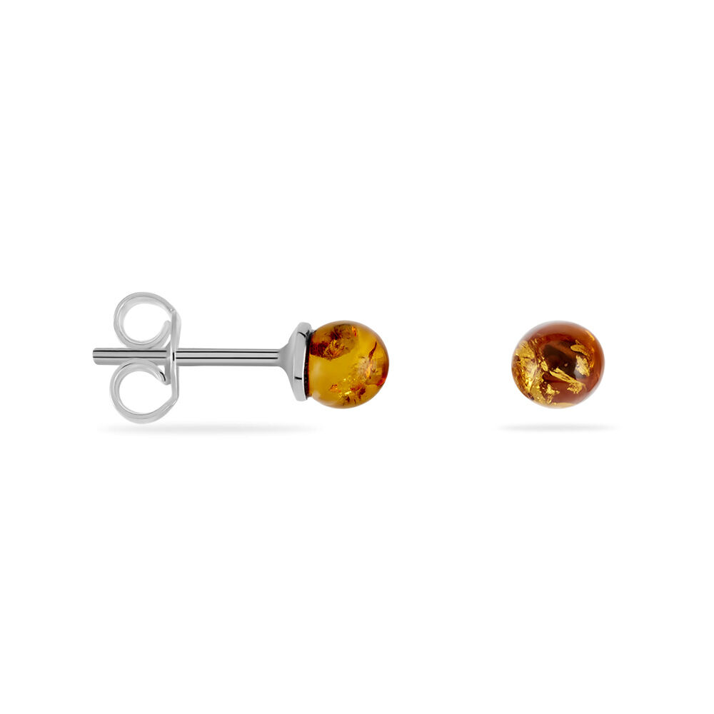 Boucles D'oreilles Puces Brunhild Argent Blanc Ambre - Puces Femme | Marc Orian