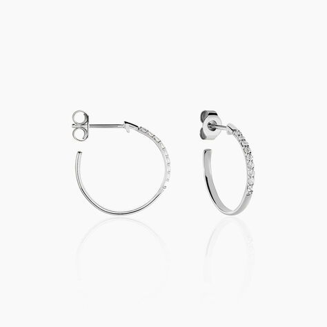 Créoles Ahab Argent Blanc Oxyde De Zirconium - Créoles Femme | Marc Orian