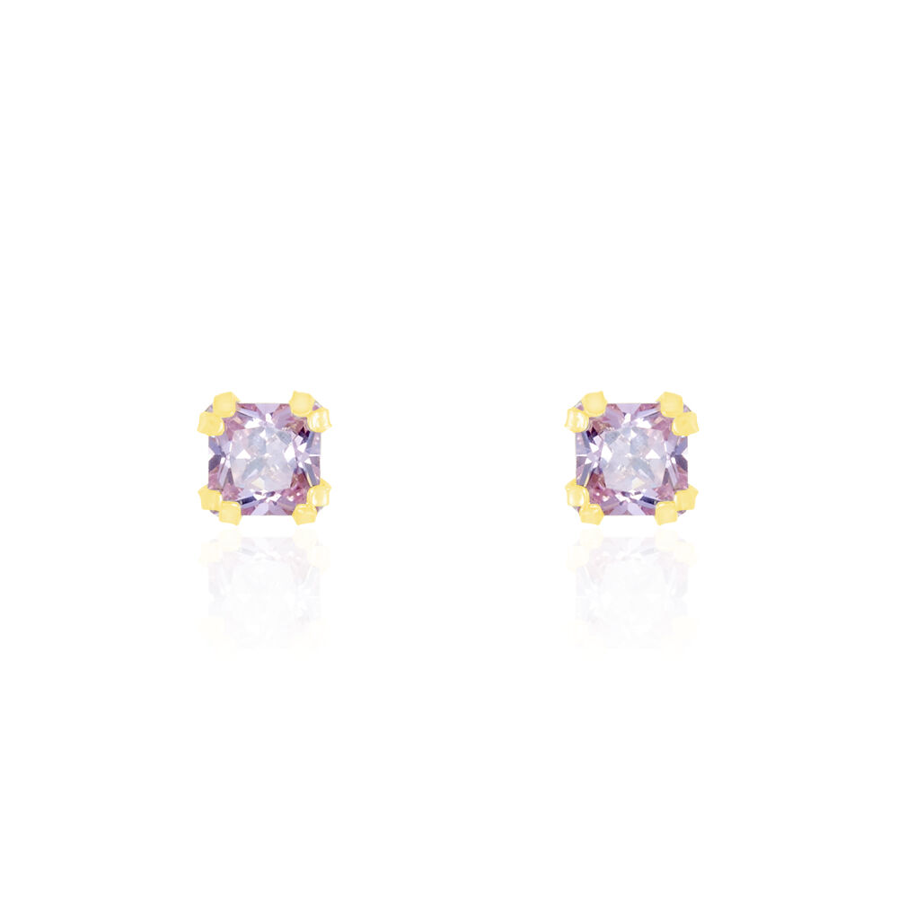 Boucles D'oreilles Puces Doreen Carre Or Jaune Oxyde De Zirconium - Puces Famille | Marc Orian