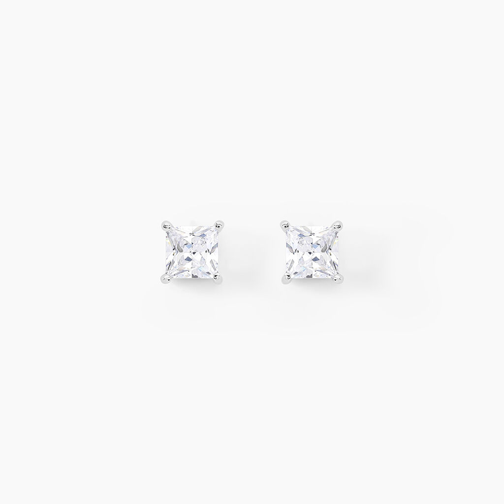 Boucles D'oreilles Puces Argent Blanc Alys Oxyde De Zirconium - Puces Femme | Marc Orian