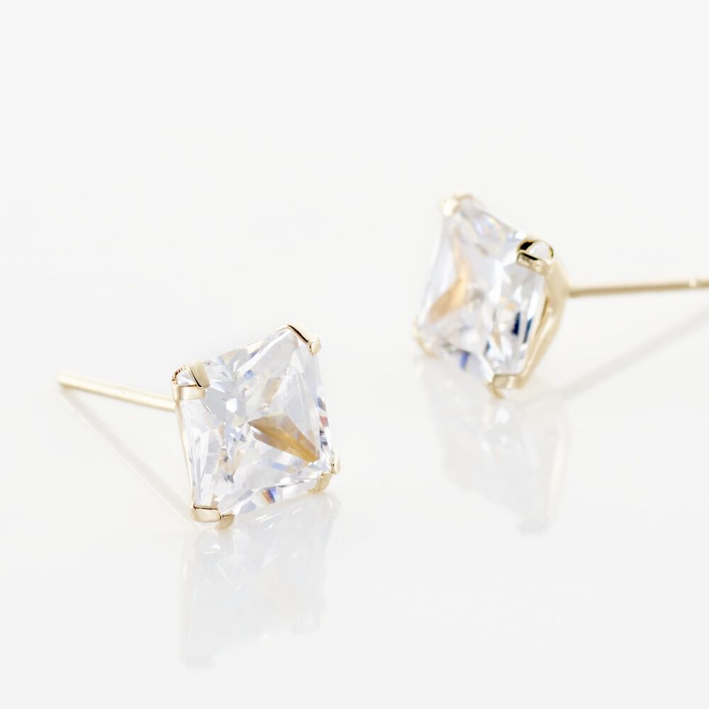 Boucles D'oreilles Puces Or Jaune Doreen Oxydes De Zirconium - Puces Famille | Marc Orian