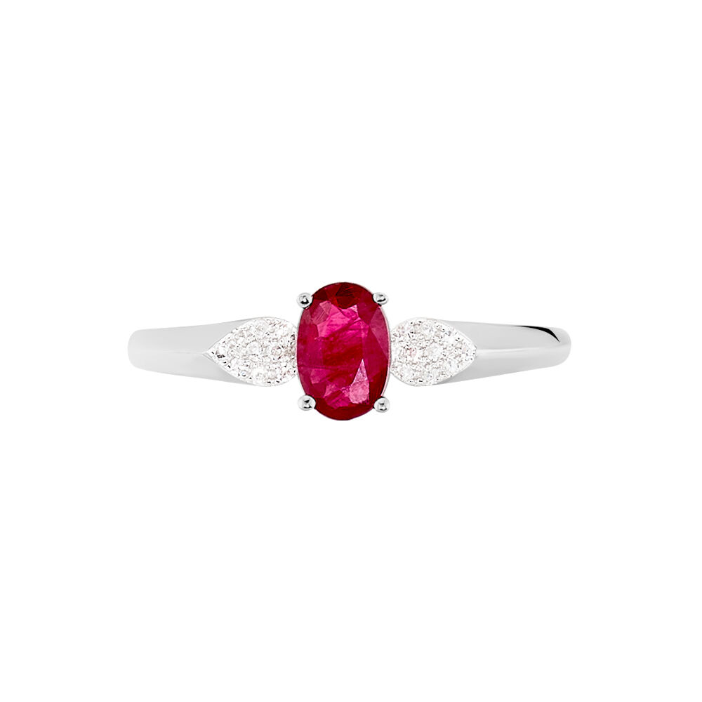 Bague Edgina Or Blanc Rubis Et Diamant - Bagues vintage Femme | Marc Orian