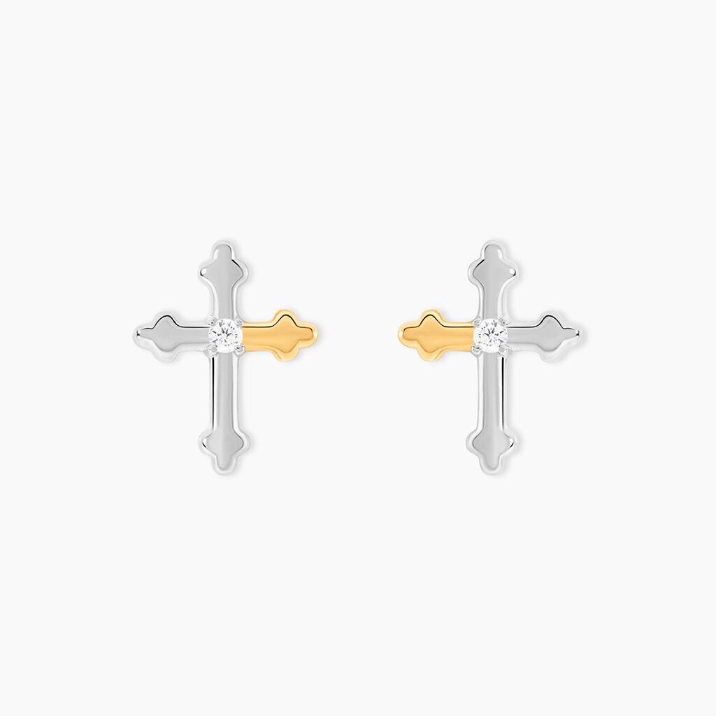 Boucles D'Oreilles Puces Or Jaune Oxyde De Zirconium - Puces Femme | Marc Orian