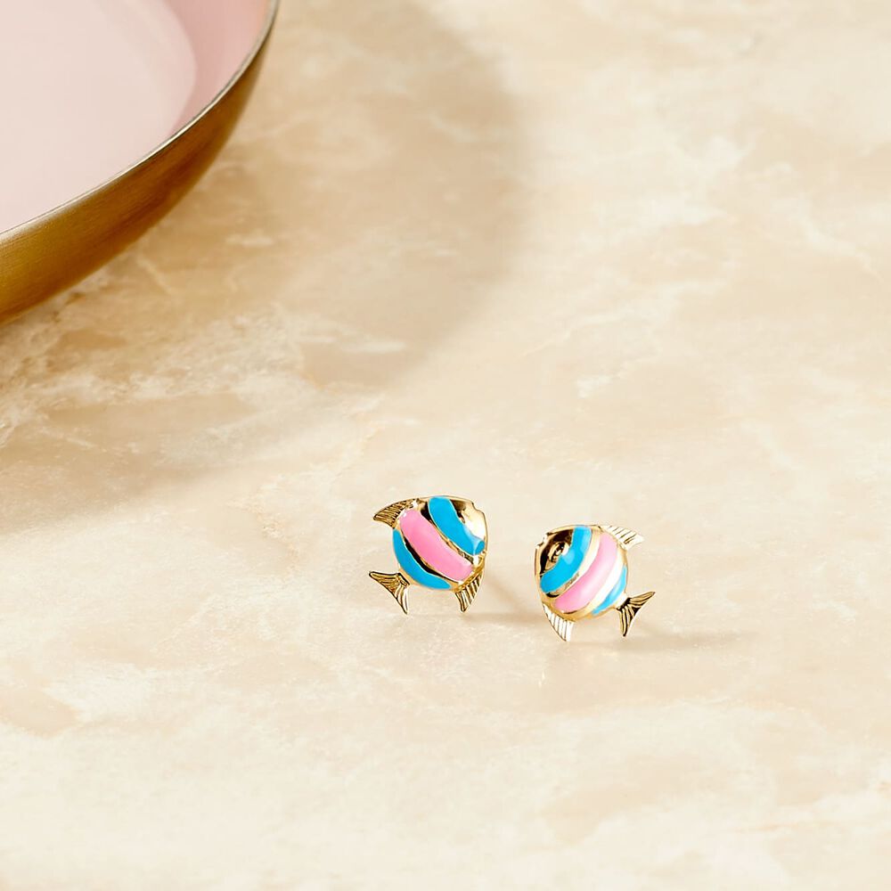 Boucles D'oreilles Puces Dorya Poisson Or Jaune - Puces Enfant | Marc Orian