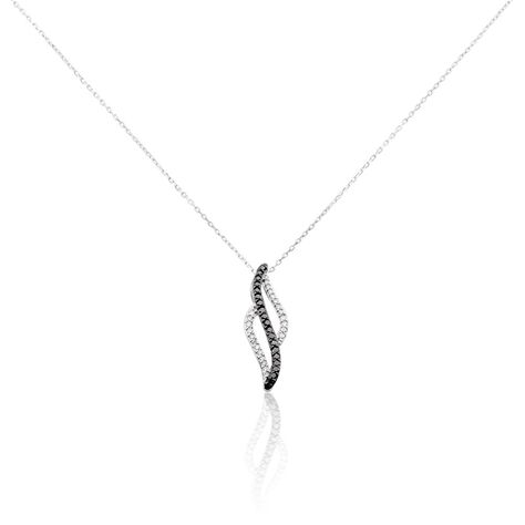 Collier Courbes Or Blanc Diamant - Colliers avec pierres Femme | Marc Orian