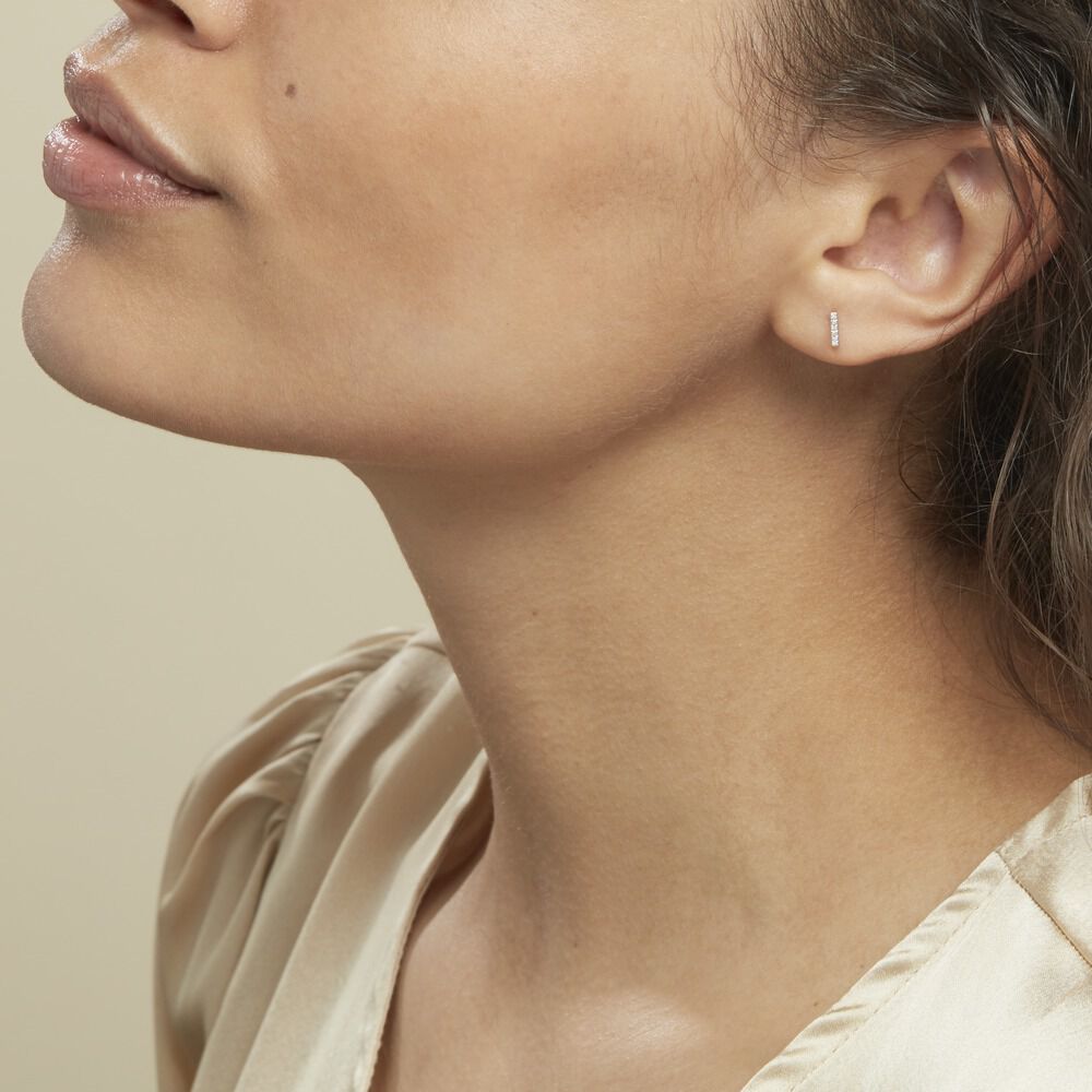 Boucles D'oreilles Puces Aprhodisia Or Blanc Diamant Blanc -  Femme | Marc Orian