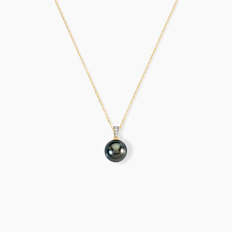 Collier Jodocus Or Jaune Perle De Tahiti Oxyde Zirconium - Colliers avec pierres Femme | Marc Orian