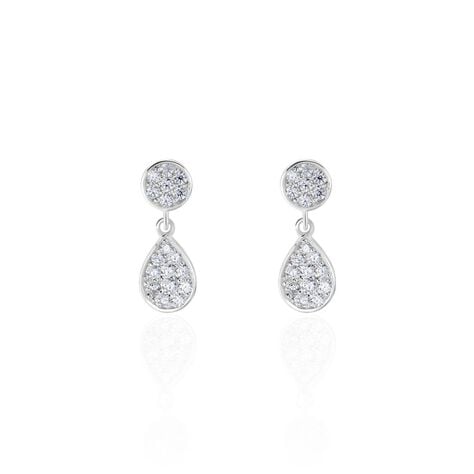Boucles D'oreilles Pendantes Aletha Argent Blanc Oxyde De Zirconium - Pendantes Femme | Marc Orian