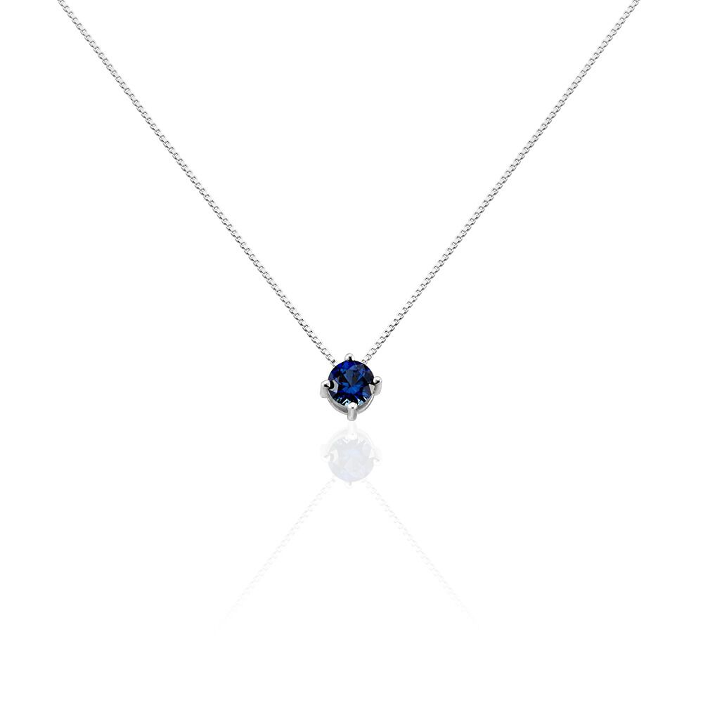 Collier Dwight Argent Blanc Oxyde De Zirconium Bleu - Colliers solitaires Femme | Marc Orian