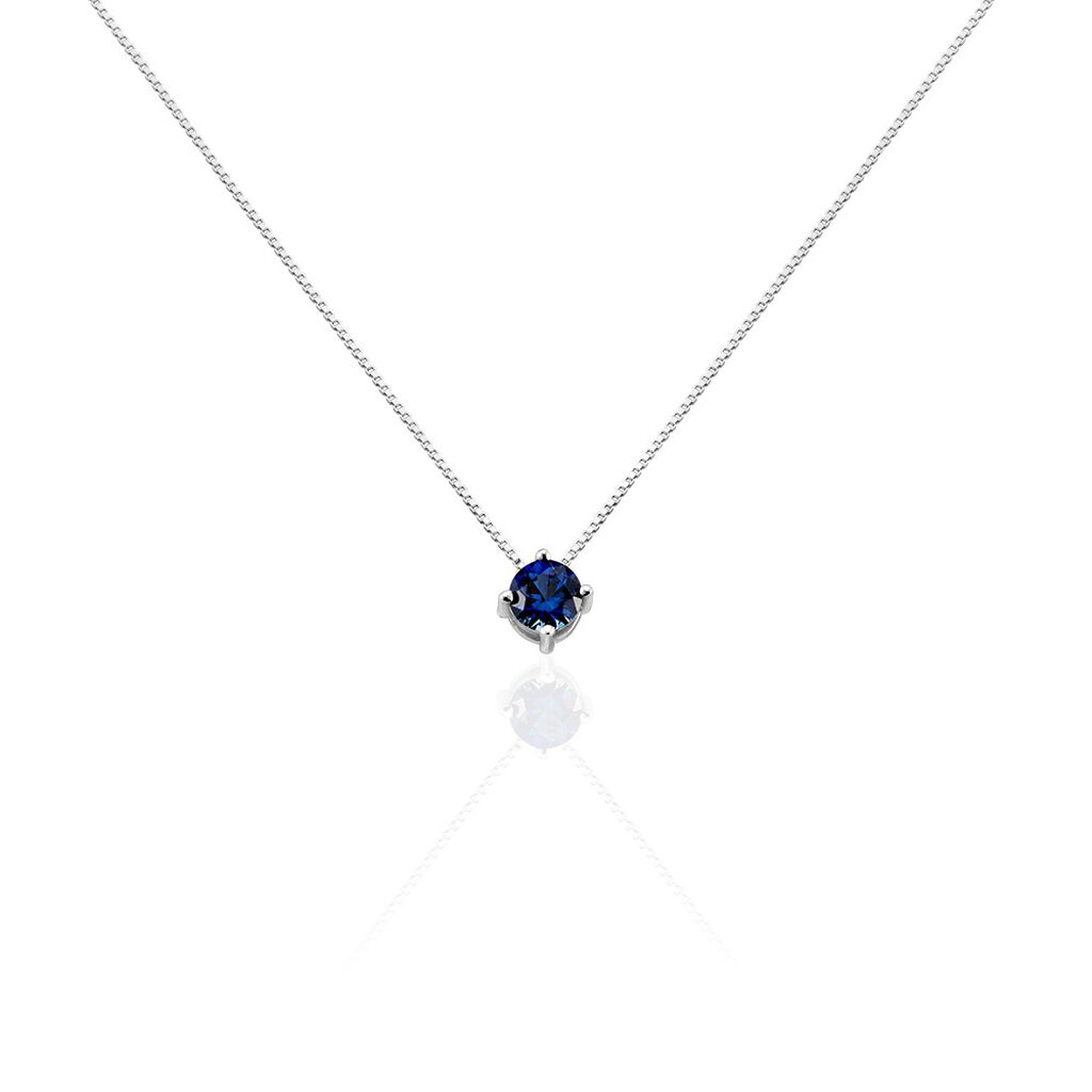 Collier Dwight Argent Blanc Oxyde De Zirconium Bleu - Colliers solitaires Femme | Marc Orian
