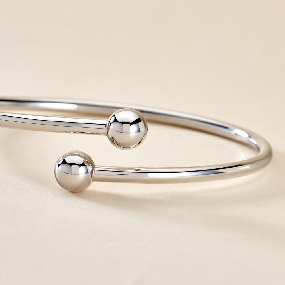 Bracelet Jonc No&ucirc;r Argent Blanc - Bracelets joncs Femme | Marc Orian