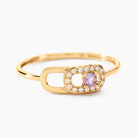 Bague Deonne Or Jaune Am&eacute;thyste Oxyde De Zirconium - Bagues pierres fines Femme | Marc Orian