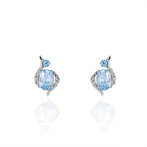 Boucles D'oreilles Puces Sunset Or Blanc Topaze Et Diamant - Puces Femme | Marc Orian