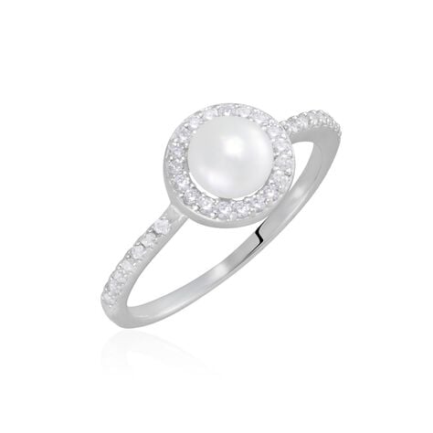 Bague Argent Blanc Suada Perle De Culture Oxyde De Zirconium - Bagues vintage Femme | Marc Orian