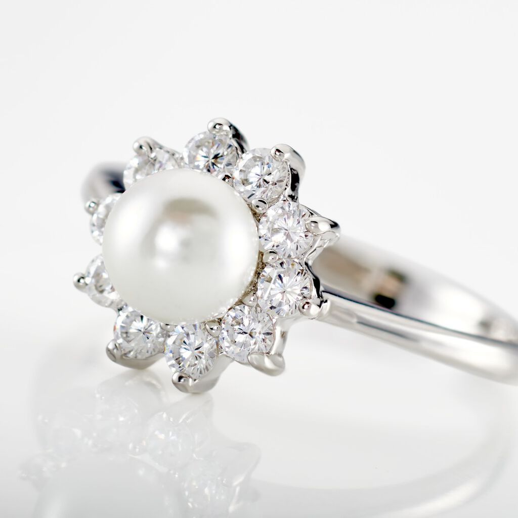 Bague Argent Blanc Cheri Perle De Culture Oxydes De Zirconium - Bague fantaisie Femme | Marc Orian