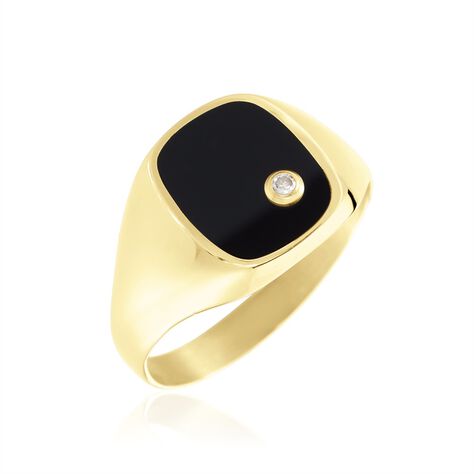 Chevalière Glynn Or Jaune Onyx Diamant - Chevalières Homme | Marc Orian