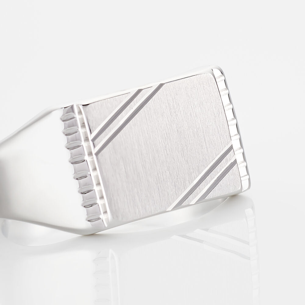 Chevalière Matthieu Argent Blanc - Bijoux personnalisés Femme | Marc Orian