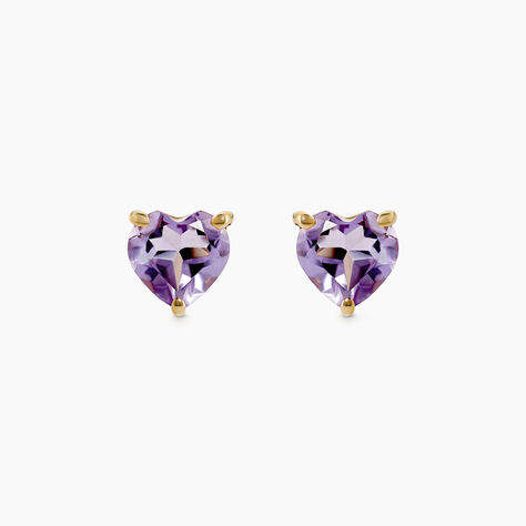 Boucles D'oreilles Puces Salona Or Jaune Amethyste Violet - Puces Femme | Marc Orian
