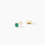 Boucles D'Oreilles Puces Onora Or Jaune Emeraude - Puces Femme | Marc Orian