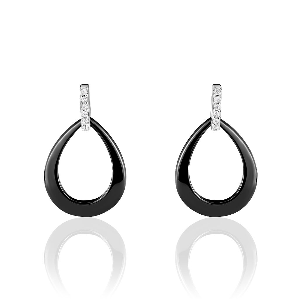 Boucles D'oreilles Pendantes Nelly Argent Blanc Céramique Et Oxyde - Pendantes Femme | Marc Orian