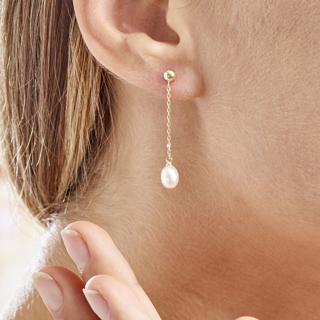 Boucles D'oreilles Pendantes Adriette Or Jaune Perle De Culture - Boucles d'oreilles Pendantes Femme | Marc Orian