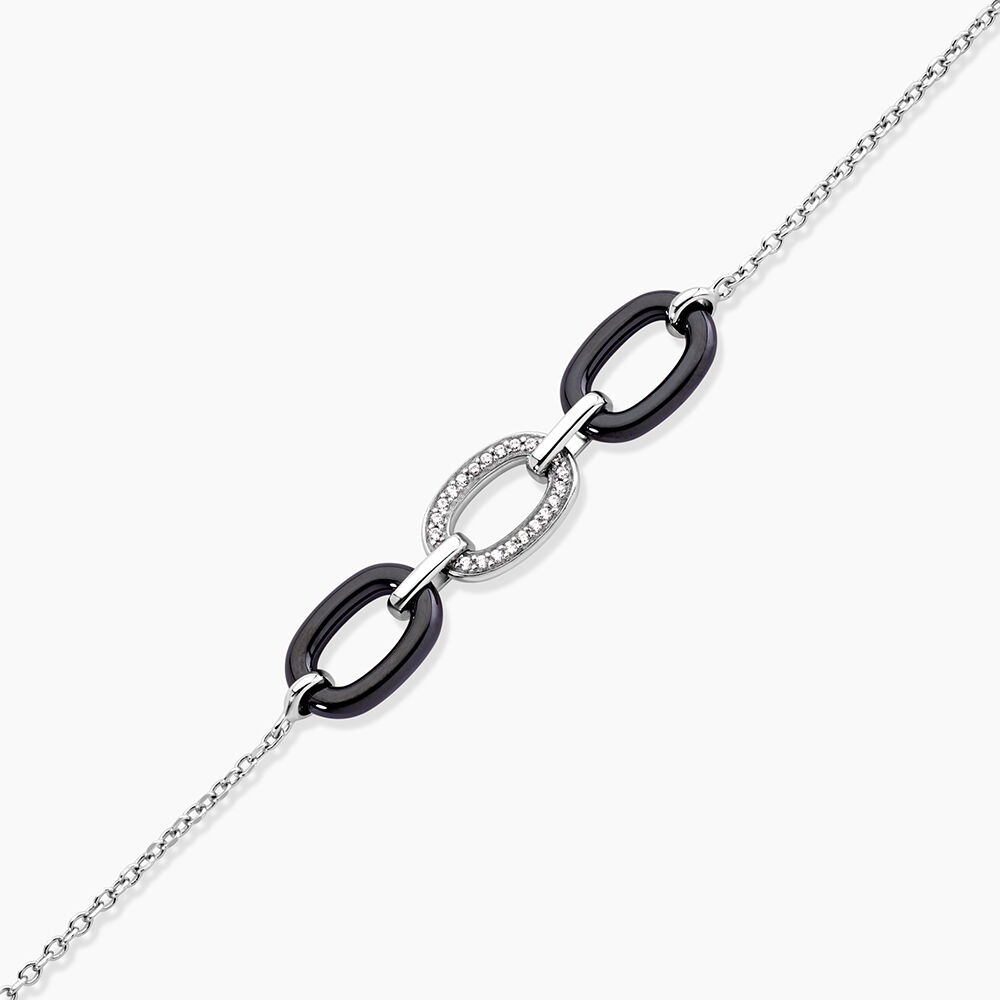Bracelet Eulalie Argent Blanc C&eacute;ramique Et Oxyde De Zirconium - Bracelets cha&icirc;nes Femme | Marc Orian