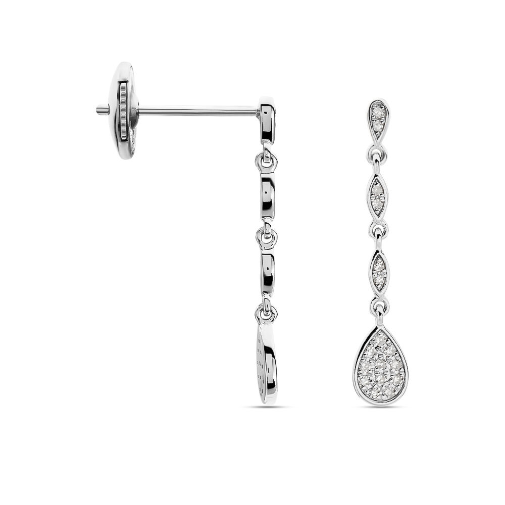 Boucles D'oreilles Pendantes Unice Or Blanc Diamant - Pendantes Femme | Marc Orian