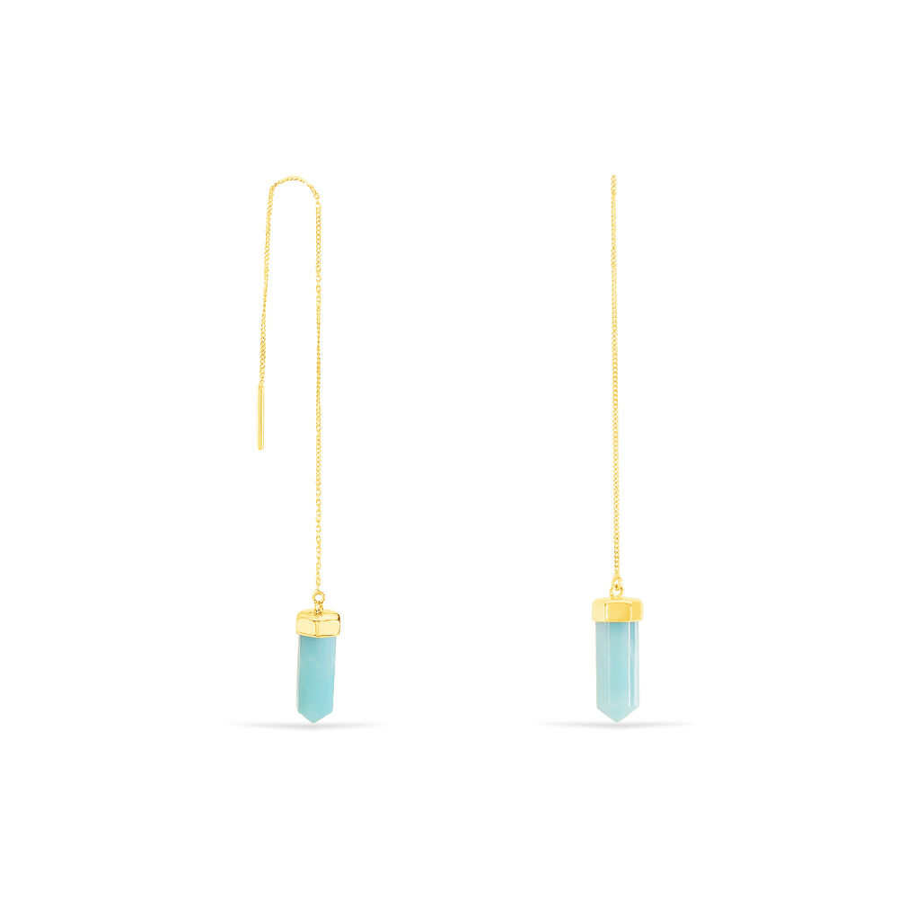 Boucles D'oreilles Pendantes Pierres Brutes Or Jaune Amazonite - Pendantes Femme | Marc Orian